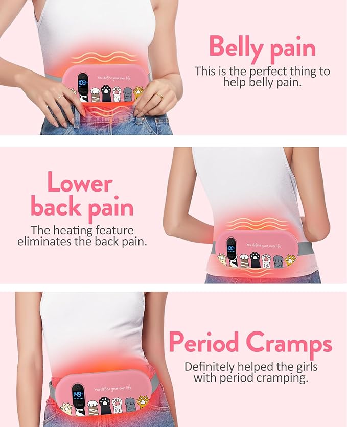 Portable Heating Pad for Period Cramps: Menstrual Heating Pad with Unique Design, Fast Heating Pad with 6 Heat Levels and 6 Massage Modes, Gifts for Her, Women, Teens and Girls
