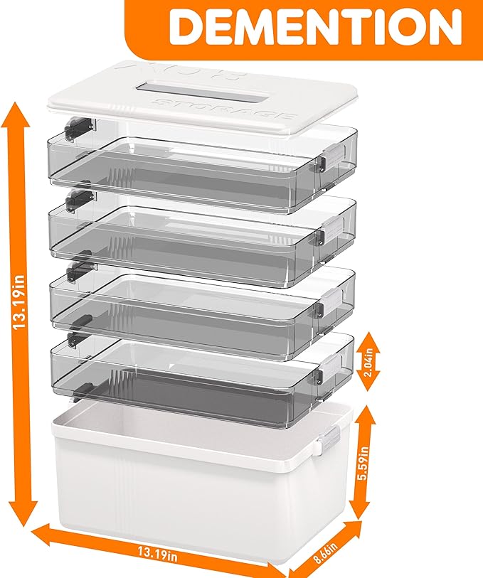 Citylife 5-Tier Medicine Organizer, Portable Medicine Cabinet First Aid Kit with Handle, Multi-Purpose Organizer for Family First Aid, Home, Travel