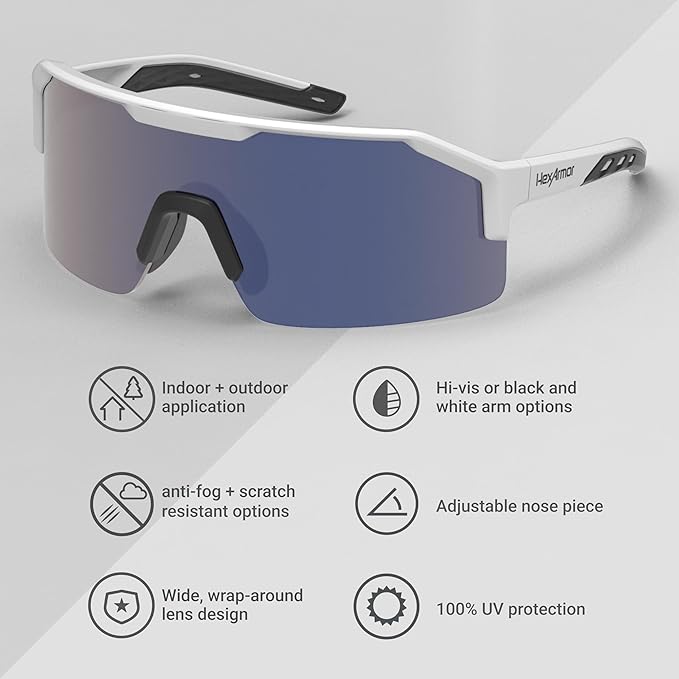 HexArmor Shockwave Safety Work Glasses | ANSI Z87+, 100% UV Protection, Anti-Fog or Scratch Resistant, Polarized