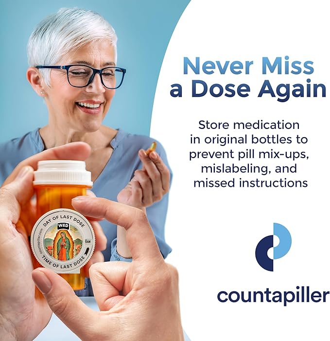Track, Remind, & Organize Pills. Medication Compliance. Optimize Your Dosage & Stay On Top of Prescriptions AM/PM - Daily & Hourly (Virgen de Guadalupe) Pill Medication Organizer Tracker