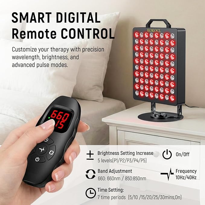 Red Light Therapy for Face and Body, 80 Dual Chip LEDs Lamp,High Power Red Near Infrared Light Therapy Panel, Remote-Controlled with 5 Speed (Wavelengths 660nm and 850nm)
