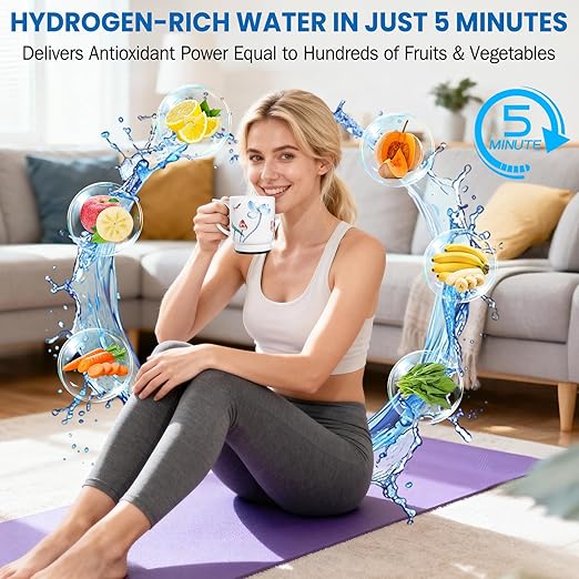 Hydrogen Water Bottle Generator, 2026 Portable Hydrogen Water Machine Rechargeable with SPE/PEM Technology 400ML Hydrogen Rich Water Ionizer Machine Cup, Health Care Gifts for Family, Friends, Travel