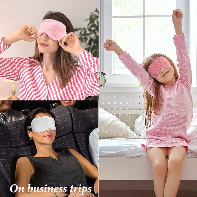 AKOAK 1 Pack Plush Sleep Eye Mask, Soft and Comfortable, Breathable Light Blocking Sleep Protector, Suitable for Adults, Children, Birthday Party Gifts (Pink)