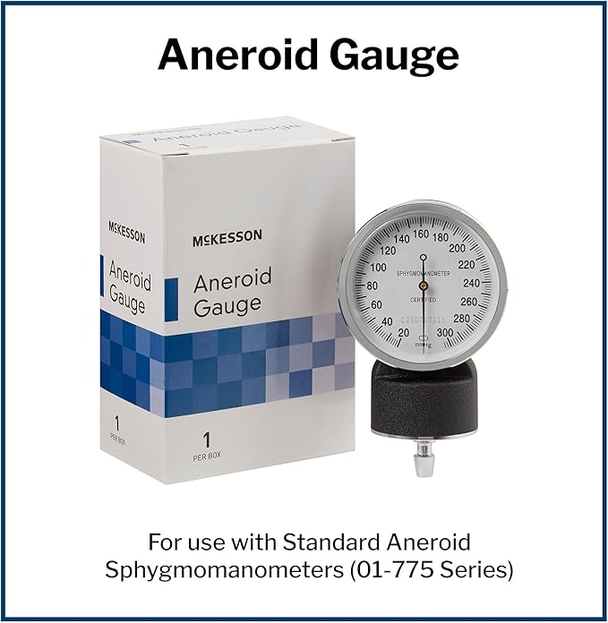 McKesson Blood Pressure Gauge for Standard Aneroid Sphygmomanometers, 300mmHg, No-Pin Stop, 1 Count