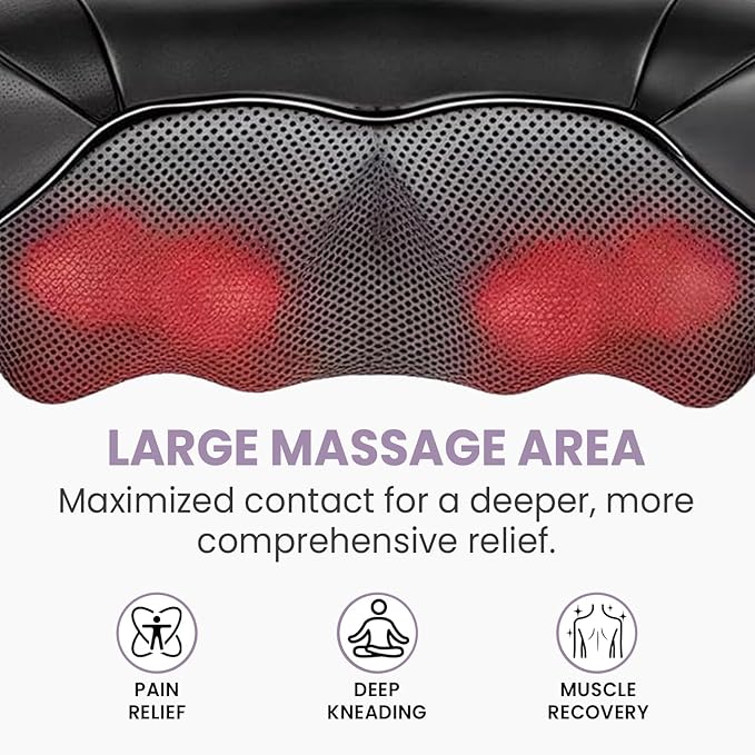 4D Shiatsu Neck and Shoulder Massager with Heat, Deep Tissue Back and Neck Massager for Pain Relief, Eco-Friendly Portable Massage Pillow for Home Office Car, Relaxing Gift for Men and Women