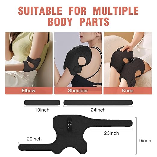 Red Light Therapy & Vibration Massage Knee Brace, 660nm&850nm Near Infrared Light Therapy, Heated Knee Massager for Pain Relief, A Pair of Knee Wrap,Heating Pad for Faster Recovery