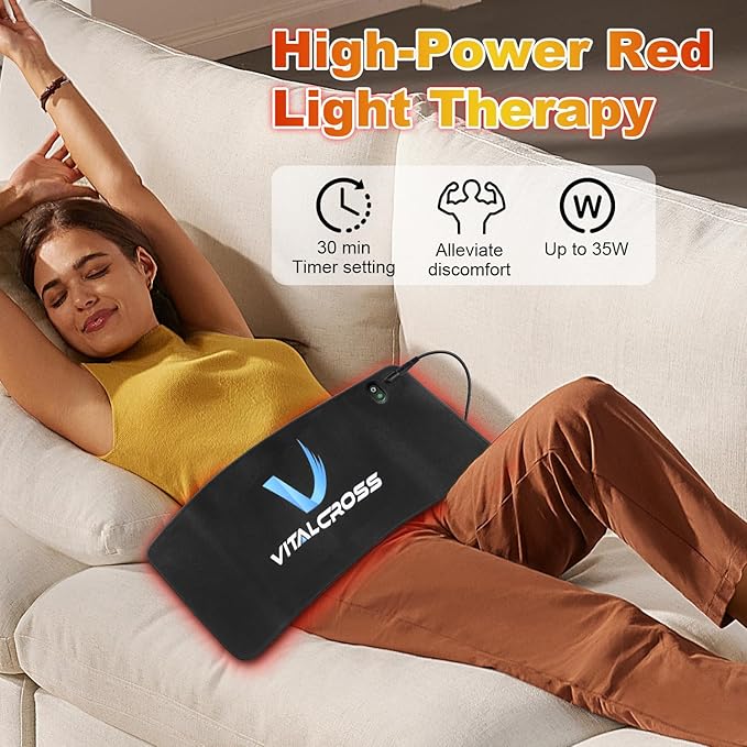 Red Light Therapy Pad for Body, 24"x12" 660nm & 850nm Near-Infrared Device for Home Use with Timer, 3 Modes & 5 Brightness Levels for Back, Waist, Shoulder & Joints Alleviate Discomfort 35W