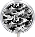Black Grey White Camo Pill Case Metal Round Portable Pill Box,Waterproof Travel Pills Organizer Vitamins Medicine Storage Box for Travel Or Daily