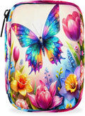 Butterfly Color Flower Pill Case Travel Pill Organizer Weekly 7 Day Portable with Zipper Medicine Box Pill Case for Vitamins, Birth Control,Fish Oils,Medication, Supplements