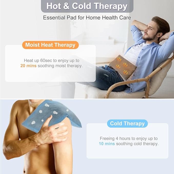 SuzziPad Microwave Heating Pad for Reduce Discomfort Washable Cover, 7x12 Multipurpose Heated Pads Microwavable for Shoulder, Belly, Elbow, Knee, Moist Heat Pack, Sore Muscle, Soothing Fatigue, Grey