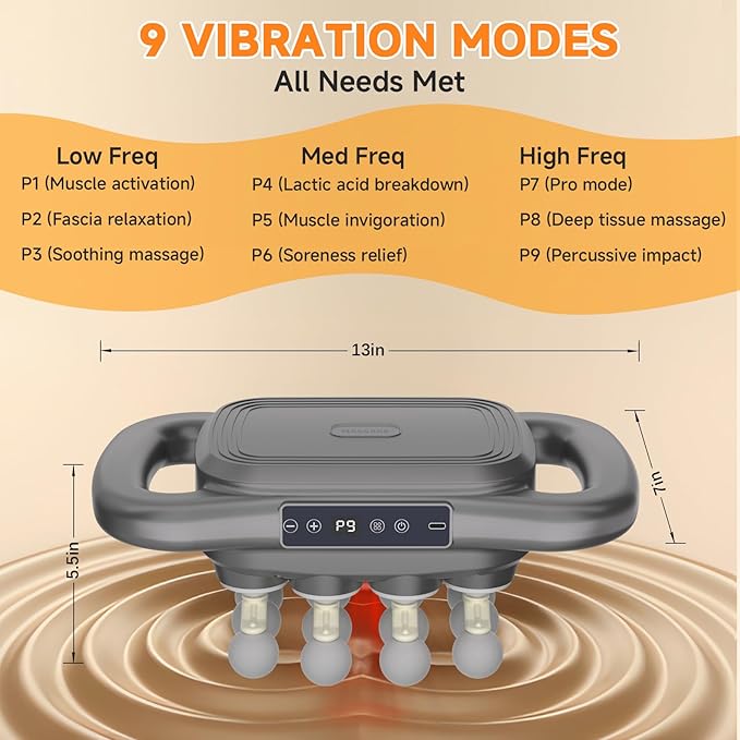 Karrong 16 Head Massage Gun Deep Tissue, Electric Back Massager Tool Cordless Neck/Shoulder/Leg/Foot/Arm/Body Massager for Pain Relief, 9 Levels & 9 Modes, Gifts for Men/Women/Mom/Dad