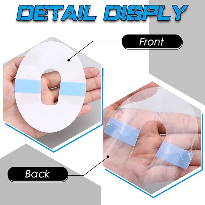 72 Pieces Shower Waterproof Patch Transparent Waterproof Adhesive Patches for Overpatch Transparent Stickers Long Lasting Sweatproof Continuous Glucose Monitor Protection, Blue