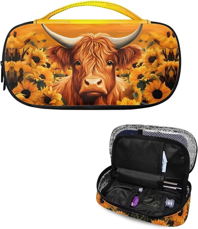 Sunflower Cow Insulin Cooler Travel Bag, Diabetic Medications Organizer Case Great for Daily Use Travel Storage Portable Medication Cooler Bag for Insulin Pens