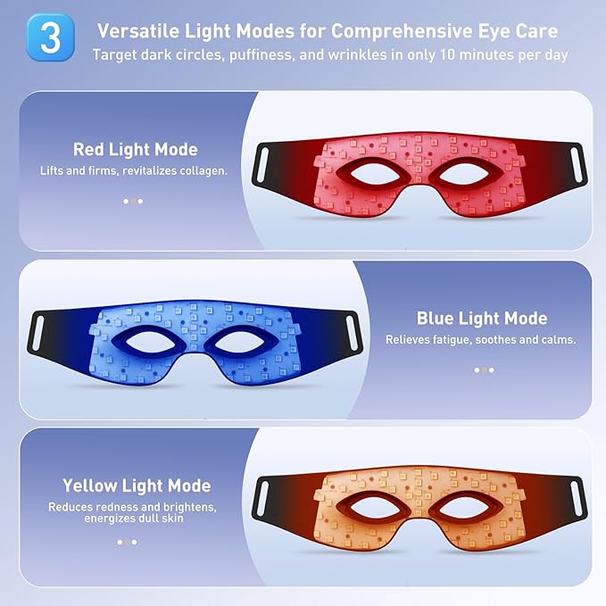Red Light Therapy for Eyes – Red Light Therapy Glasses & Eye Pods for Eye Bags to Reduce Fine Lines, Dark Circles, and Puffiness for Men & Women – Black Middle