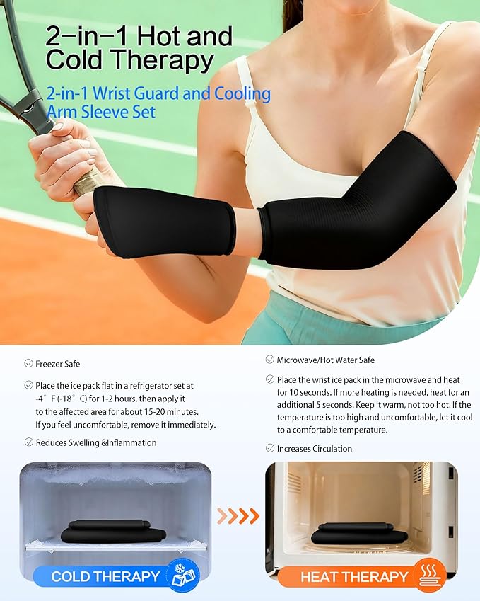 Wrist Elbow Ice Pack Wrap, Reusable Ice Pack Gel Compression, Slip-On Design,Long Lasting Cold & Warm for Pain Relief and Recovery of Elbow/Hand, Carpal Tunnel, Arthritis, Swelling(Large)