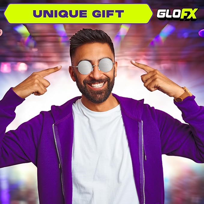 GloFX Diffraction Glasses | Hippie and Pilot Style Metal Frames with Mirror Lens and 3D Prism Rainbow Effect