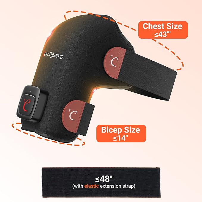 Comfytemp Cordless Red Light Therapy for Shoulder, 94 LEDs Wearable Near Infrared Light Wrap, 3D Portable Flexible Wrap with Timer, 660nm & 850nm (No Massage,One Size)