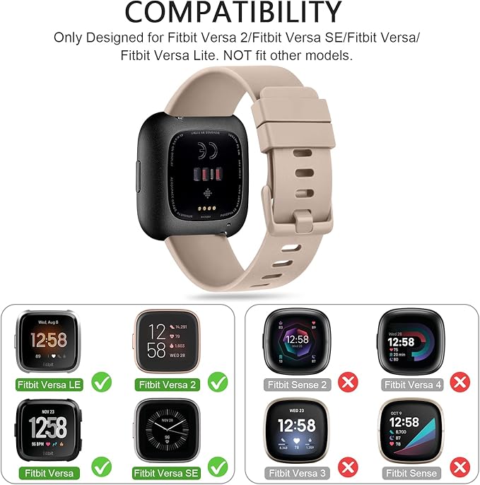 Mugust Sport Bands Compatible with Fitbit Versa 2 / Fitbit Versa/Versa Lite/Versa SE, Classic Soft Silicone Replacement Wristbands Straps for Fitbit Versa 2 Smart Watch Women Men (Small,Milk Tea)