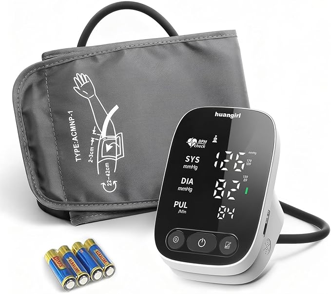 huangirl Upper Arm Blood Pressure Monitor, Blood Pressure Monitors for Home Use, Talking Automatic Blood Pressure Monitor LED Color Screen Large BP Cuff 8.7-17 Inche for 2 Users