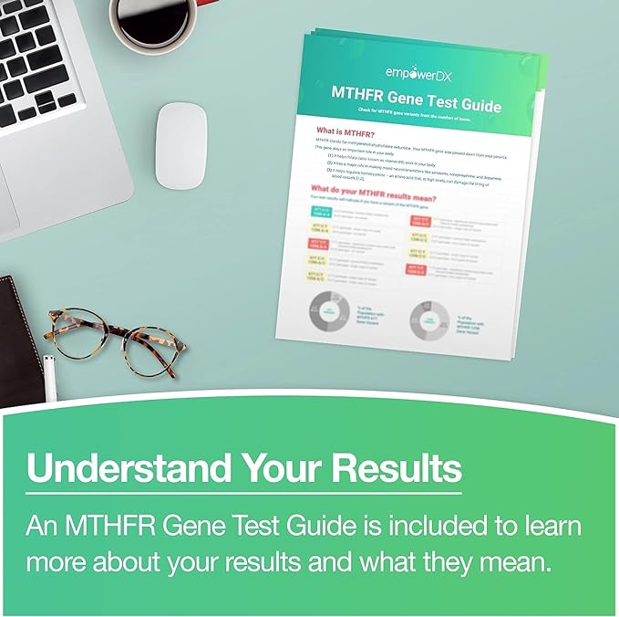 empowerDX MTHFR Gene Test Kit, Methylation Test, Easy At-Home Test Detects Presence of 677 and 1298 MTHFR Gene Variants, Ages 2+, Fast Results Within 6 Days