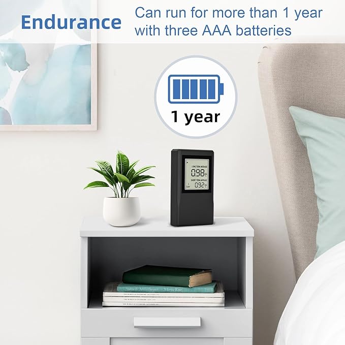 Radon Detector for Home,Accurate Radon Gas Measurement with ±0.1 pCi/L Precision,Real-time Monitoring of Indoor Radon Concentration,Portable Digital Display,Easy Operation,Various Indoor environments