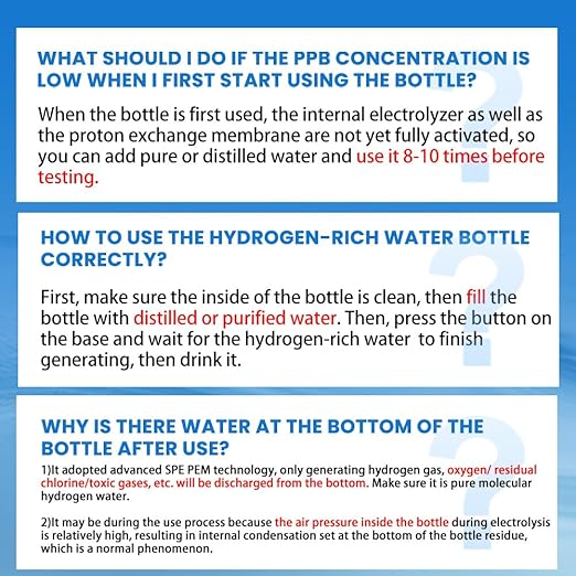 Hydrogen Water Bottle Generator - Up to 5000PPB High Concentration, SPE & PEM Tech for Pure Hydrogen, Portable Rechargeable Ionizer for Travel & Home, Healthy Antioxidant Gift