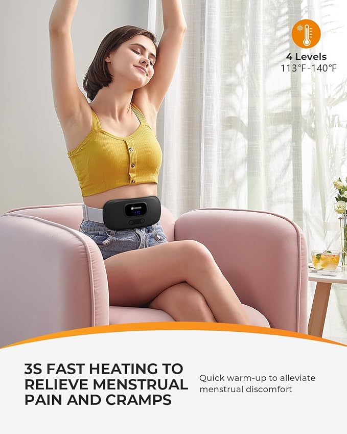 CooCoCo Heating Pad for Period Cramps, Mothers Day Gifts for Mom Wife Daughter, Portable Cordless Back Belly Heat Pad for Menstrual Cramps Relief, Period Heating Belt for Women