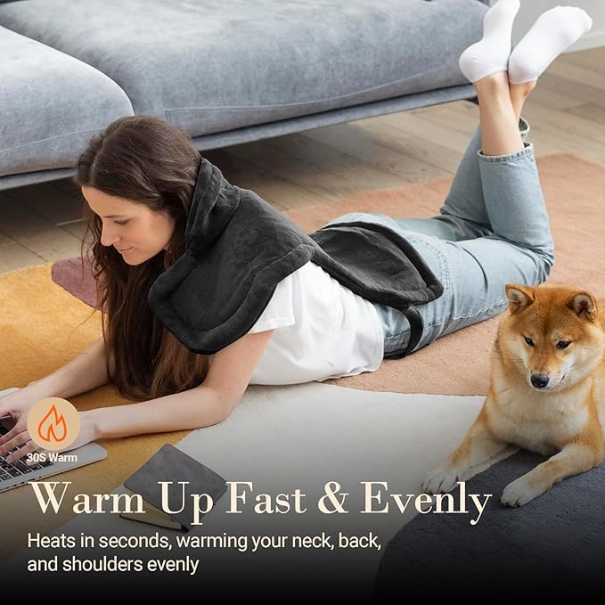 COMFIER Large Heating Pad for Back, FSA Eligible HSA Heating Pad for Neck and Shoulders and Back, Heated Neck Wrap, 3 Heat Levels & 90-Mins Auto Shut Off, Gifts for Women Men