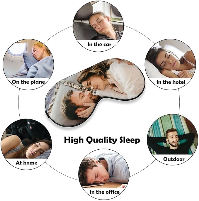 AMAPARK Custom Eye Mask for Sleeping Personalized with Picture Text Logo Sleep Masks Gift for Wedding Anniversary Party Favor, Brown