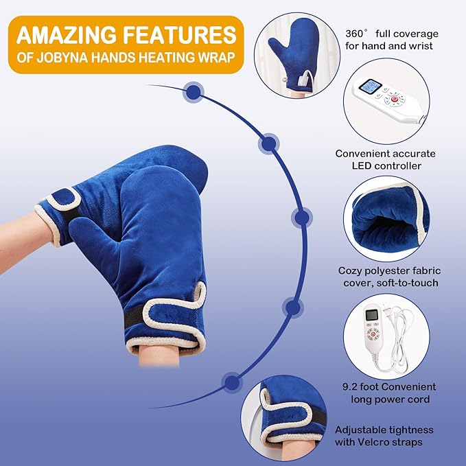 Heated Gloves for Hand Pain Relief, 2 Pack Electric Wrist/Fingers/Whole Hand Heating Pad, 86-158℉ & Auto Shut Off Heated Mittens, Ideal for Arthritis Pain Relief & Carpal Tunnel Relief