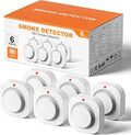 Smoke Alarm Fire Detector,Battery Operated Photoelectric Smoke Detector with Test Button and Low Battery Warning, Fire Alarms Smoke Detectors for Home, 6 Pack