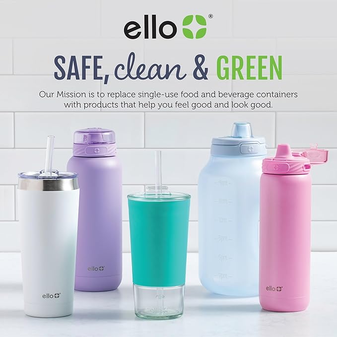 Ello Cooper Twist 22oz Stainless Steel Water Bottle with Chug Lid | Leak Proof Double Walled and Vacuum Insulated | Fits Car Cupholder | Built in Carry Loop | Dishwasher Safe | Yucca