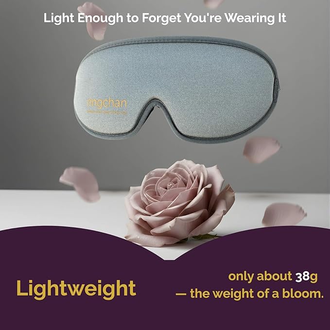 3D Contoured Eye Mask for Travel - 100% Blackout Sleep Mask for Men Women - Zero Eye Pressure Adjustable Eye Cover for Nap, Office & Meditation, Comfortable & Soft - Slate Gray