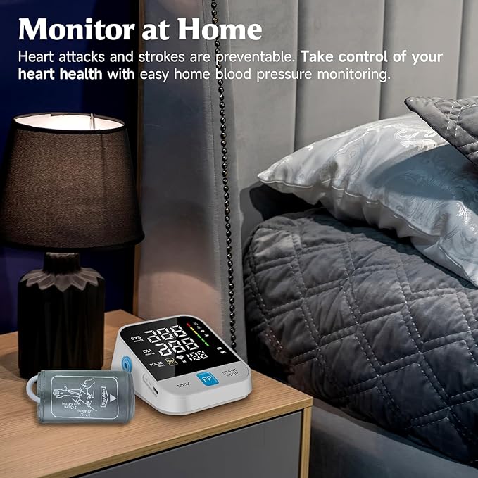 Blood Pressure Monitor for Home Use with Upper Arm Wide Range Cuff (8.7-15.7 Adjustable) & LED Display, Automatic Digital BP Machine Storage Bag, 240 Memories for 2 Users