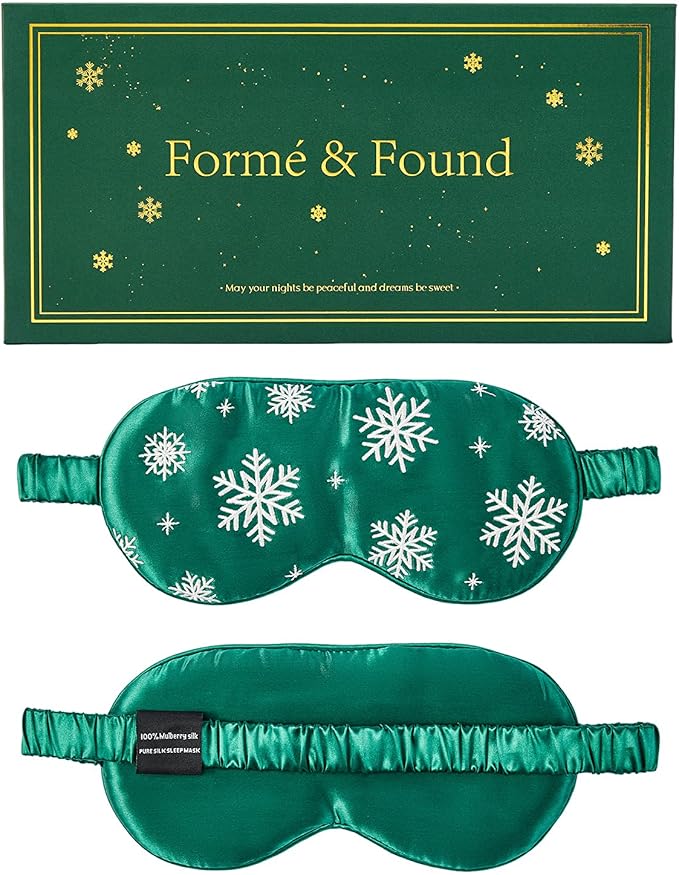 Formé & Found Luxury Silk Sleep Mask – 100% 6A Mulberry Silk, 22 Momme | Ultra-Soft Breathable Eye Mask with Comfortable Elastic Band | Premium Sleep Aid & Gift for Women & Men(Sante Green)
