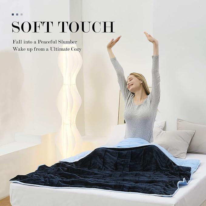 Satwip Blue Weighted Blanket 15 Pounds, Fuzzy Warm Flannel Throw Blanket with Soft Breathable Sanded, 48 x 72 inches, Blue