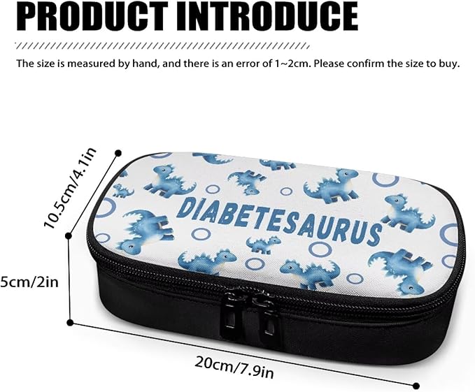 Rnyleeg Insulin Cooler Travel Case Blue Circle Dinosaur Insulin Bag for Diabetes Portable Diabetic Supplies Travel Case Organizer Diabetic Care for Daily Life Trip