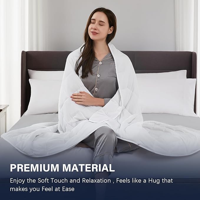 CuteKing Weighted Blanket for Adults: Weighted Blanket with Premium Glass Beads - Breathable Heavy Blanket for Comfort Sleep - Thick Blanket for Adult All Season (20lbs, 80"x87", White)