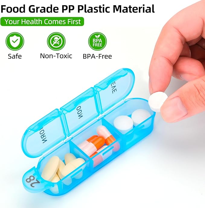 Monthly Pill Organizer, 31 Day Pill Dispenser 3 Times a Day with Small Pill Box, 4 Week Pill Container for Vitamins, Fish Oil, Supplement and Medicine- BPA Free, Easy to Use
