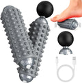 Mini Electric Massage Roller 4 Speeds Vibrating Massage Ball, 2-in-1 Portable Muscle Massager Gun & Roller for Muscle Relief, Detachable Heads, Rechargeable, For Fitness, Office, Travel (Gray)