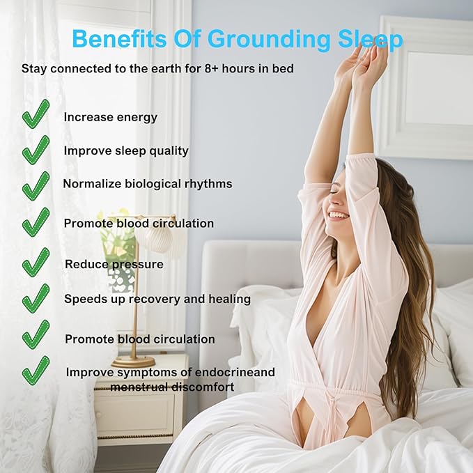 grounding Sheets King cotton ,Grounding Fitted Sheets with Grounding Cord,Pain Reliefand Helps Sleep- Earth Connected Bedding(Gray, King)
