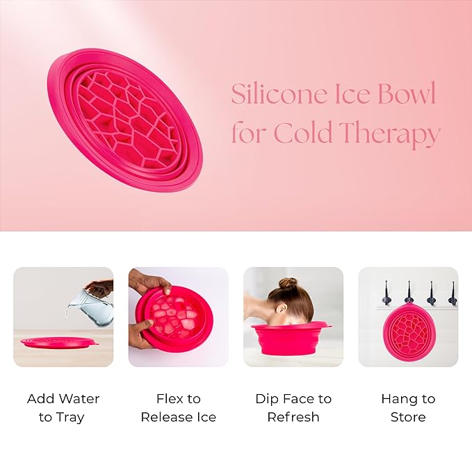 Silicone Ice Facial Bowl – Foldable Face Ice Bath for Pore Tightening, Puffiness Relief & Glowing Skin – Portable Skincare Tool for Women & Men – DIY Ice Recipes (Reusable, Food-Grade Silicone)