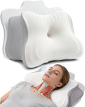 Cervical Neck Pillow for Pain Relief Traction Ergonomic Memory Foam for Side Sleepers with TMJ & Snoring Height Adjustable Orthopedic Bed Pillow for Back Sleepers Pressure Relief (Weight 150-200 lbs)