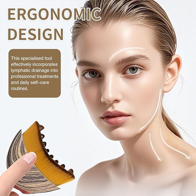 New Lymphatic Contour Face Brush - Dry Brushing Face Massager for Lymphatic Drainage, Chin & Jawline Sculpting - Ergonomic Skin Fit Design to Reduce Puffiness, Relieve Fatigue (3PCS)
