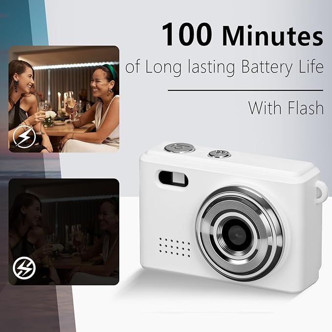 Mini Keychain Camera, FHD 1080p Mini Digital Camera with 32GB SD Card, Flash, 6 Creative Filters, 0.96" HD Display, 100 Mins Battery Life for Travel Recording Birthday Gifts (Modern, White)