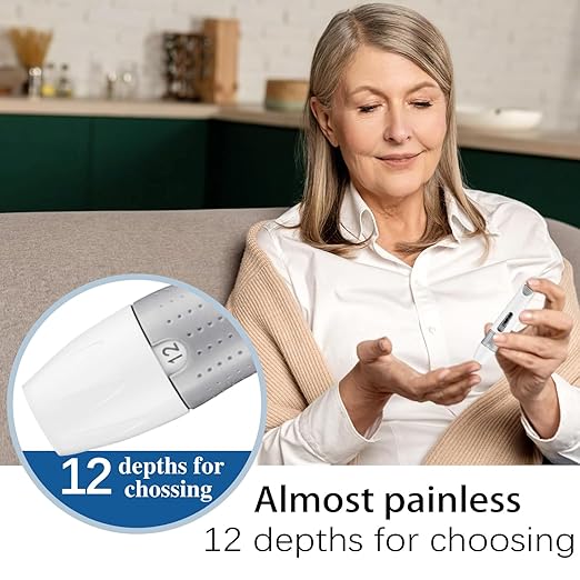 Lancing Device and 100 Lancets, Single Use, 30 Gauge Lancets, for Minimizing Pain and Discomfort