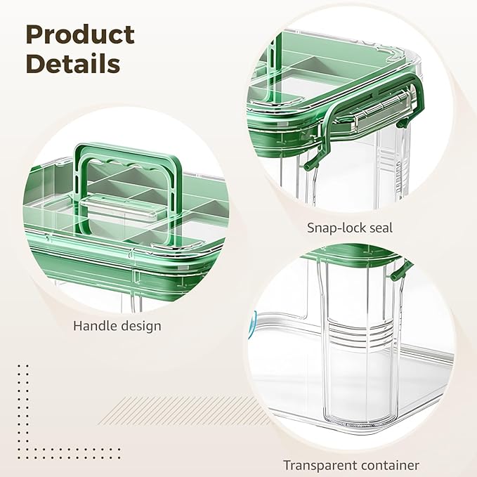 Varku Clear Medicine Storage Box, Large 13.3 x 9.4 x 7.5 in First Aid Organizer Box with Buckle, Handle and 2-Layer Design, Portable Medical Storage for Family Use