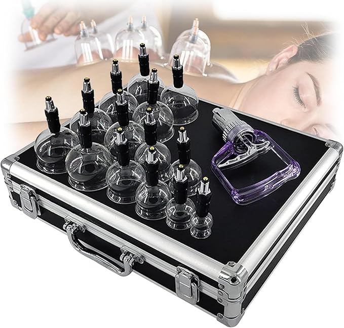 14 Pcs 5 Sizes Cupping Therapy Set, Glass Cupping Massage Cups Professional Chinese Cupping Therapy Studio and Household Set for Body Massage & Home Use