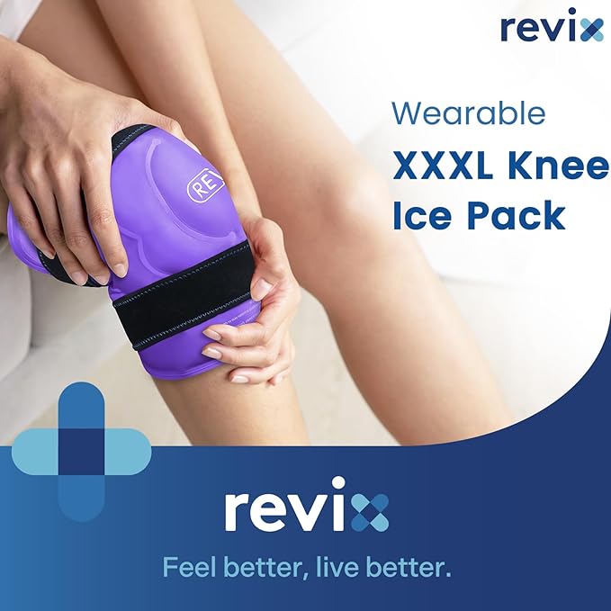 REVIX 20" XXXL Ice Pack for Knee Discomfort and Fatigue, Reusable Extra Large Cold Packs for Relaxation, Knee Replacement Surgery, Promoting Flexibility and Mobility with Cold Therapy, Purple