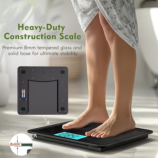 560lbs Bathroom Scale for Body Weight Over 500 lbs, Accurate Digital Weighing Machine with Wide Platform 12.2" x 12.9", Large Backlit LCD Display,High Capacity for Heavy Duty Seniors